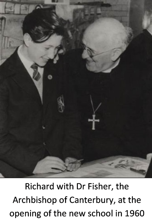 Richard with Dr Fisher, the Archbishop of Canterbury, at the new school opoening in 1960